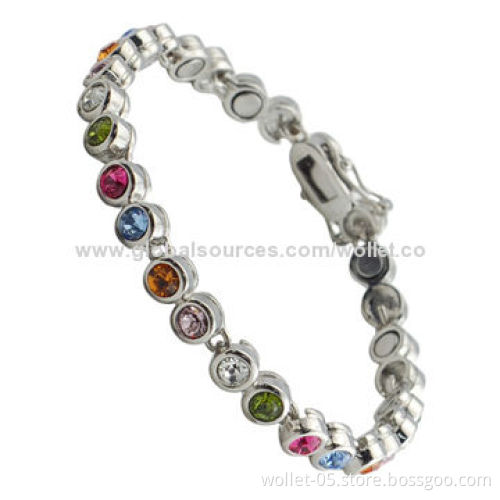 Colorful Crystal Magnetic Bracelet, Made of Titanium Material with Special Buckle, Good for Gifts